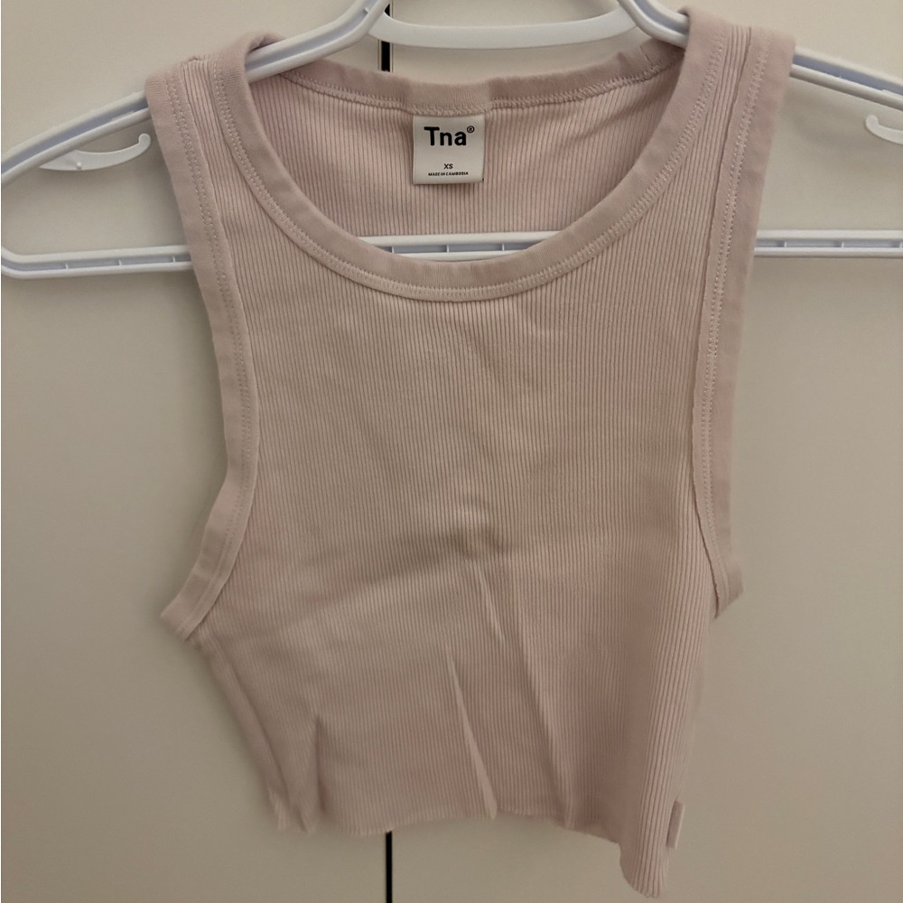 TNA Ribbed Crop Tank in Blush Pink